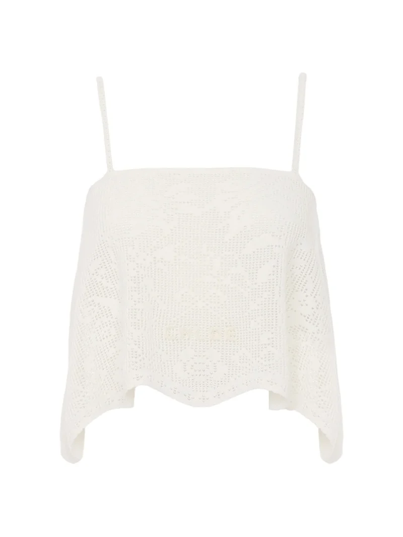 Chloé Thin-strap cropped top in a cotton knit