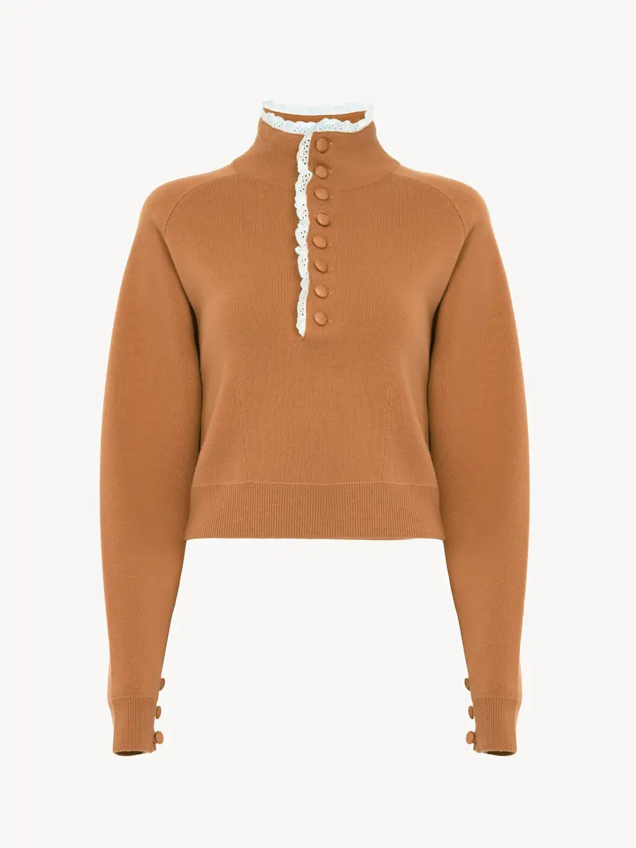 Chloé High-neck sweater in a wool knit & lace | Thumbnail 2 Chloé High-neck sweater in a wool knit & lace | Thumbnail 2