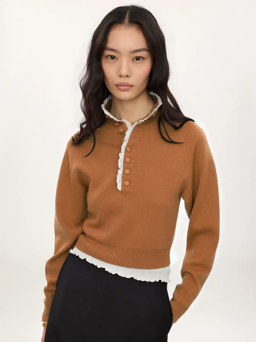 Chloé High-neck sweater in a wool knit & lace | Thumbnail 4 Chloé High-neck sweater in a wool knit & lace | Thumbnail 4