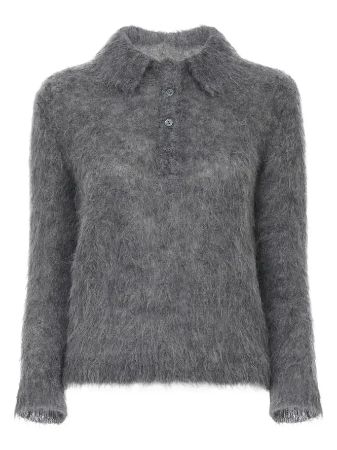 Polo sweater in an alpaca wool-blend knit Polo sweater in an alpaca wool-blend knit