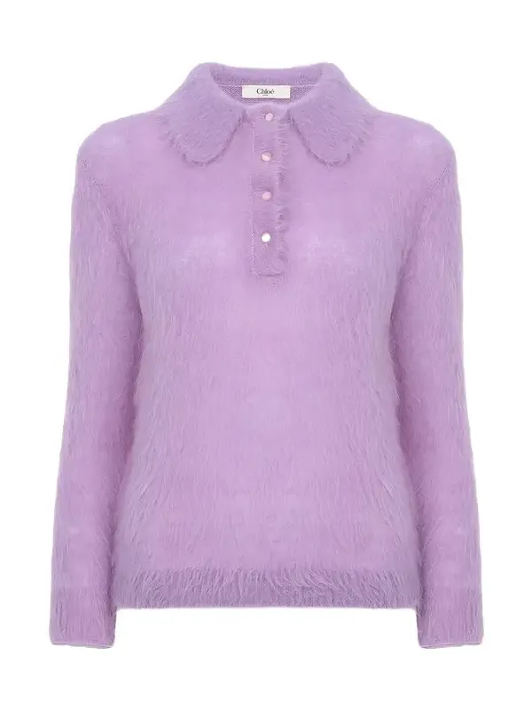 Polo sweater in an alpaca wool-blend knit