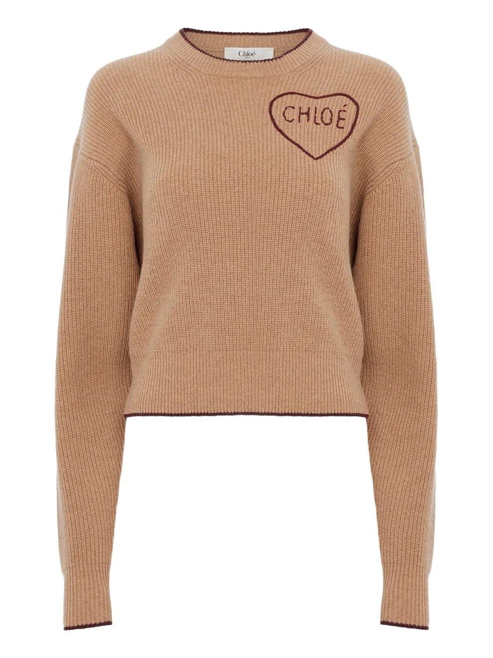 Cropped fitted logo sweater in a wool & cashmere knit