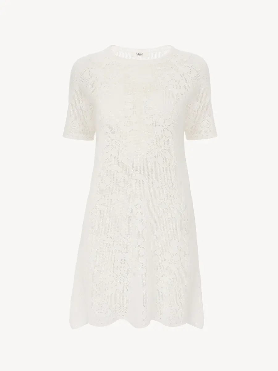 Chloé Short-sleeve fitted mini dress in a cotton knit | Thumbnail 2