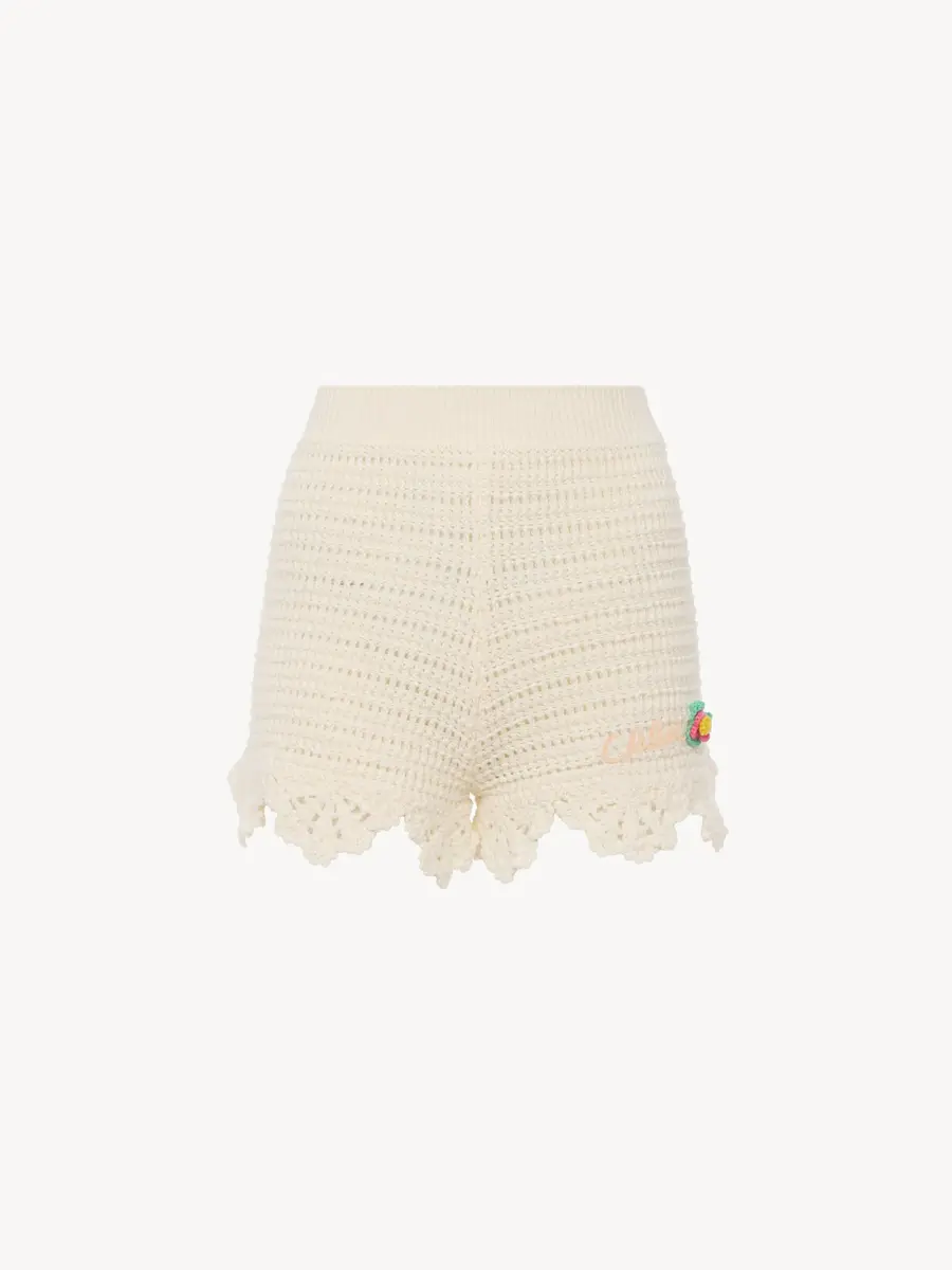 Chloé High-waisted logo mini shorts in crochet knit | Thumbnail 2