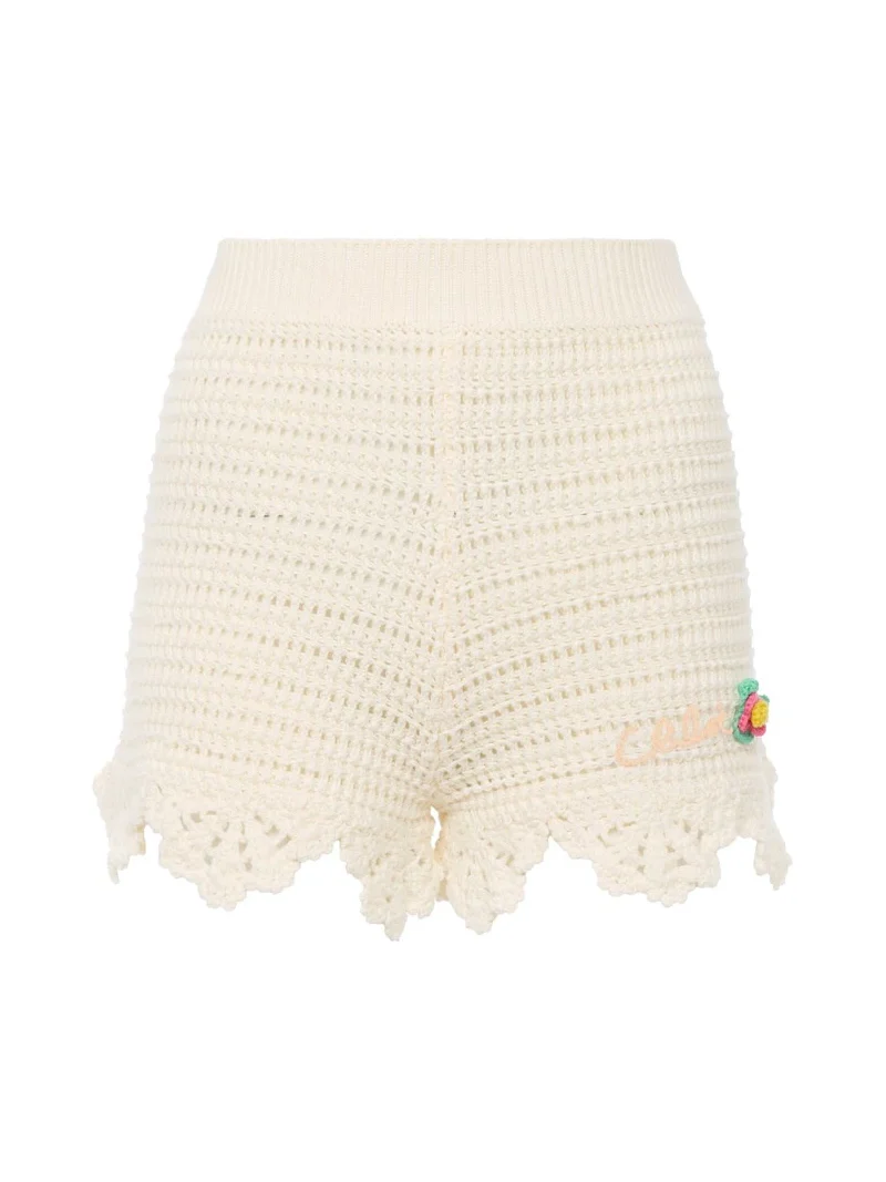Chloé High-waisted logo mini shorts in crochet knit