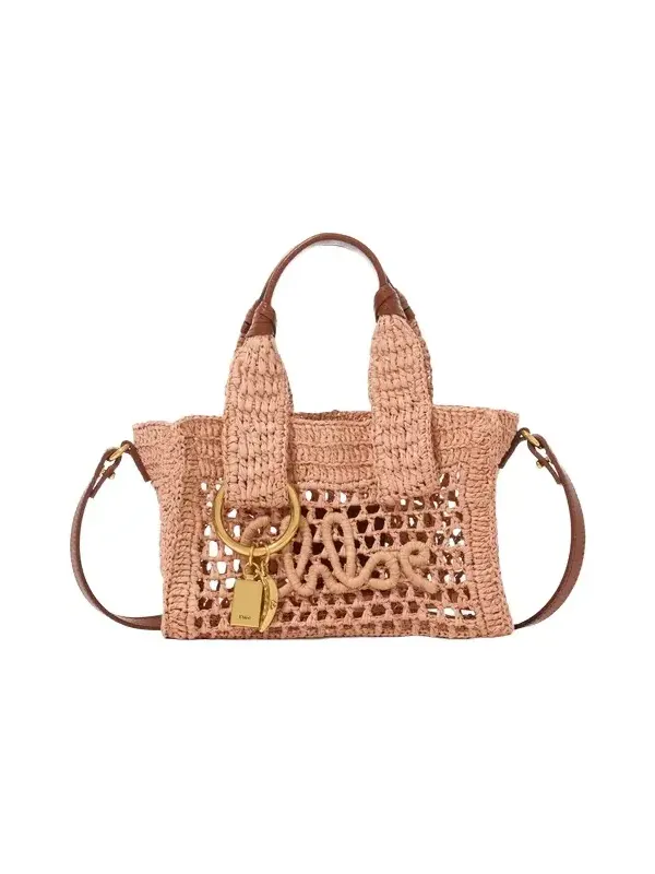 Mini Summer Banana east-west tote bag in raffia