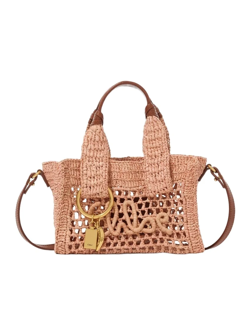 Mini Summer Banana east-west tote bag in raffia