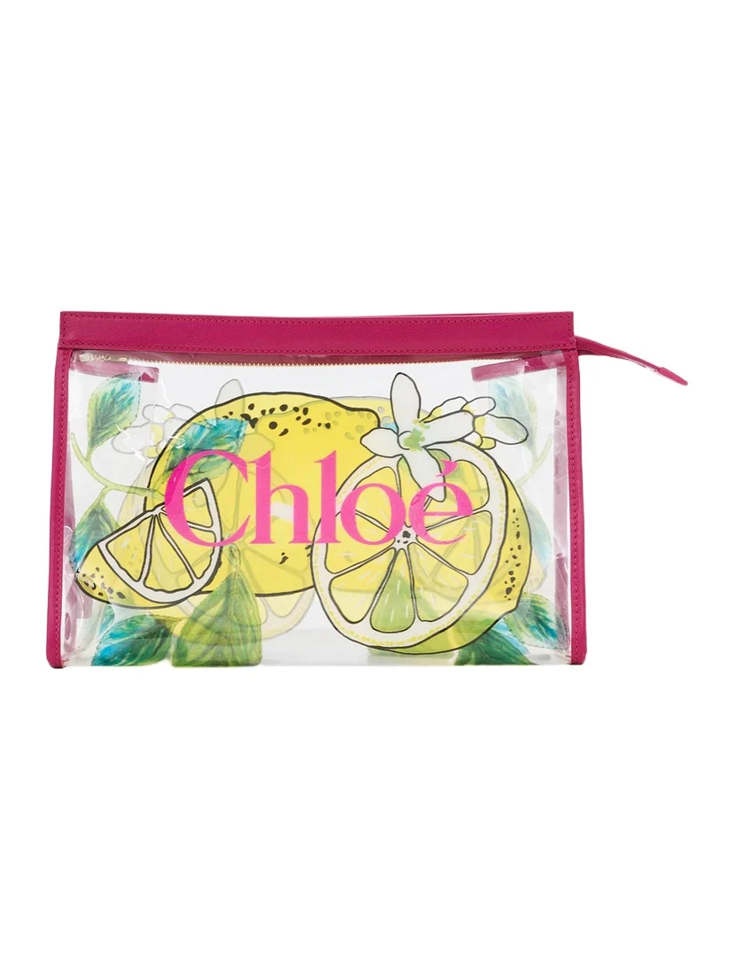 Chloé Chloé Soleil zipped pouch in lemon-print jelly