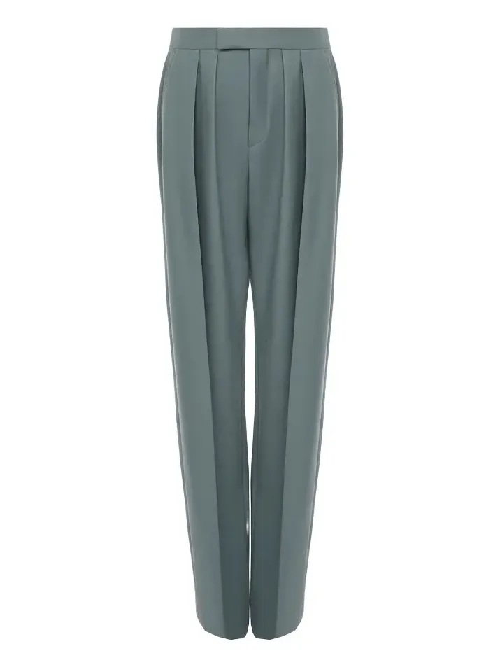 Tailored cigarette pants in wool gabardine