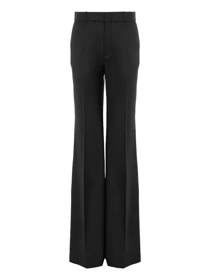 High-rise flared pants in wool grain de poudre High-rise flared pants in wool grain de poudre