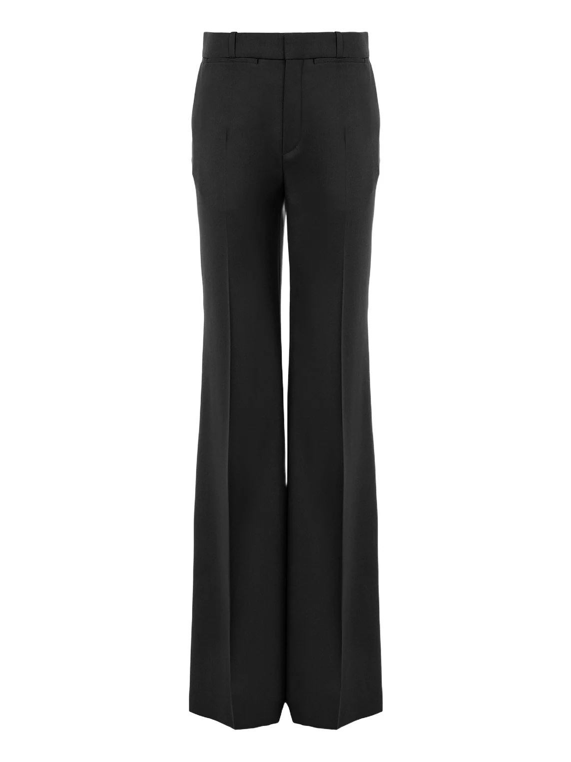 High-rise flared pants in wool grain de poudre
