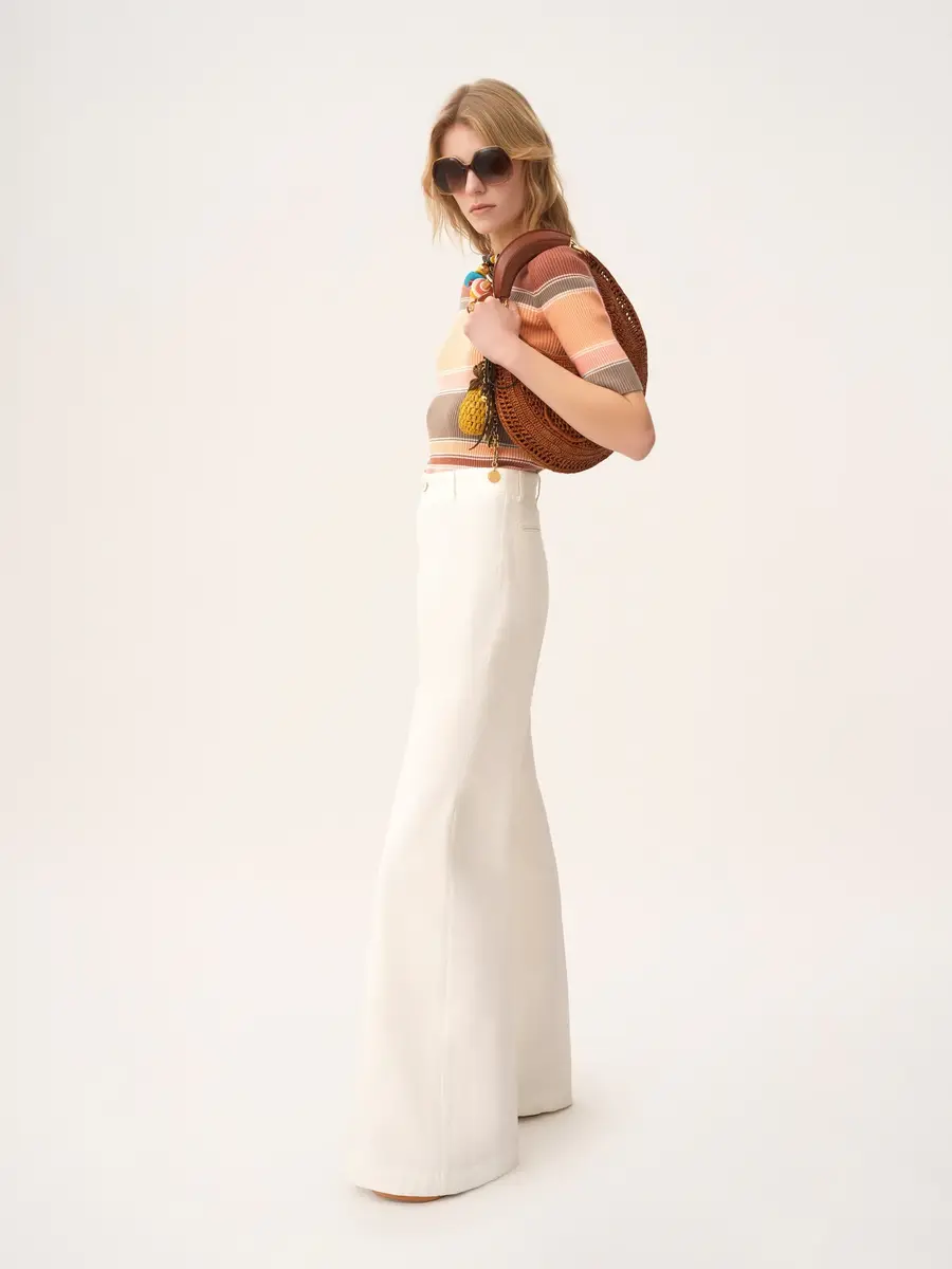 Chloé High-rise flared pants in cotton canvas | Thumbnail 3