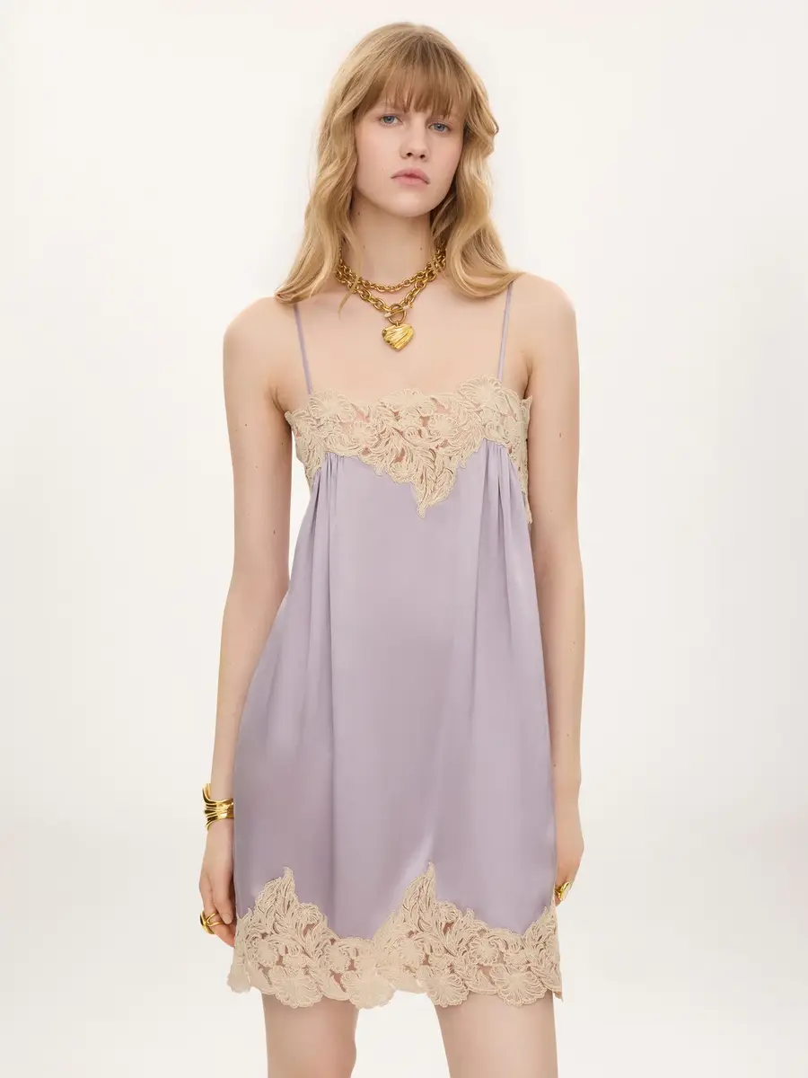 Chloé Thin-strap mini dress in washed silk satin | Thumbnail 4