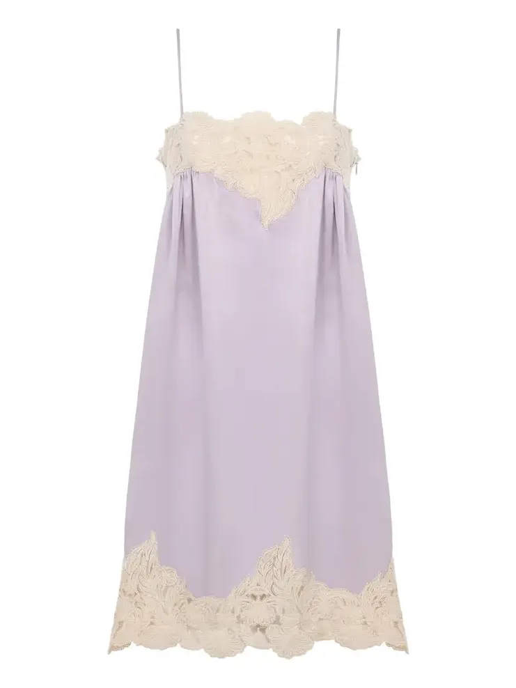 Chloé Thin-strap mini dress in washed silk satin