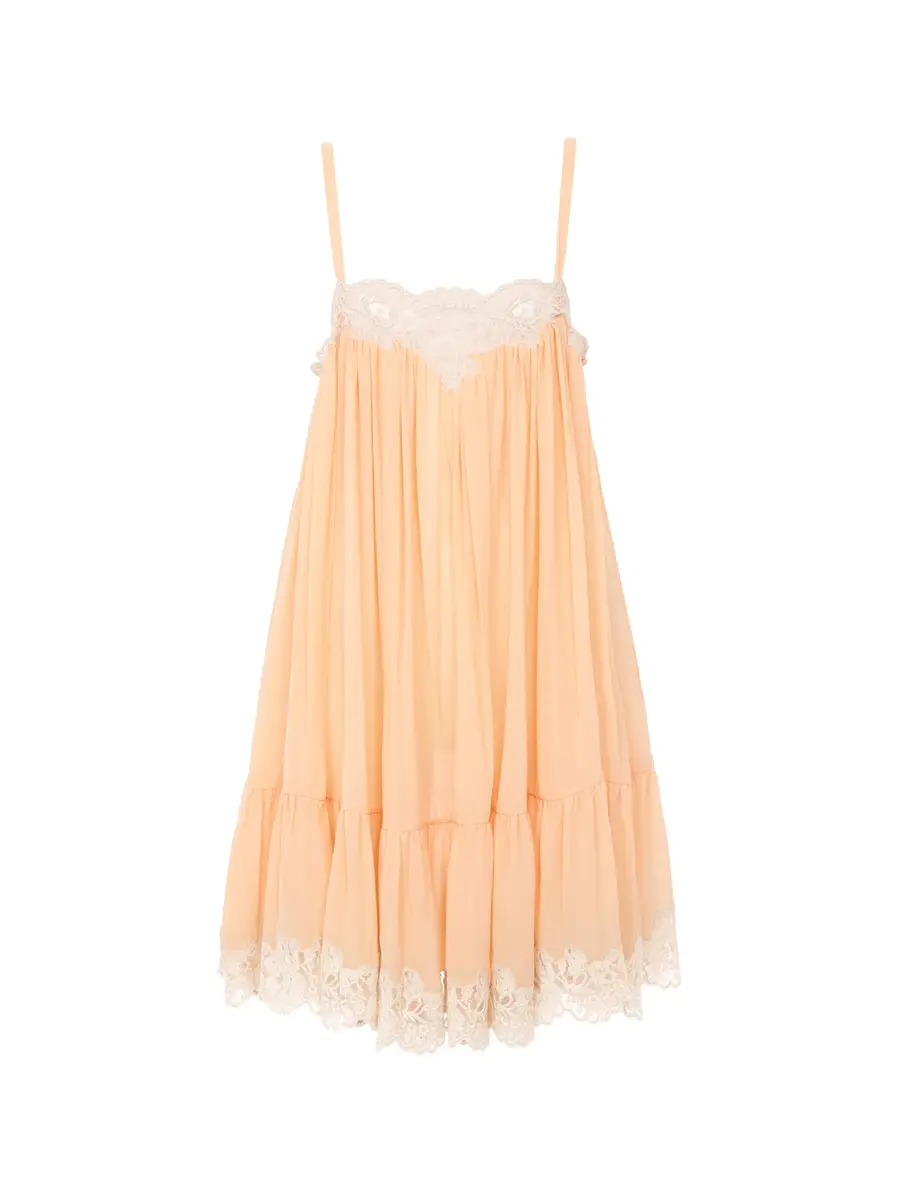 Chloé Thin-strap mini dress in silk georgette & lace | Thumbnail 2 Chloé Thin-strap mini dress in silk georgette & lace | Thumbnail 2
