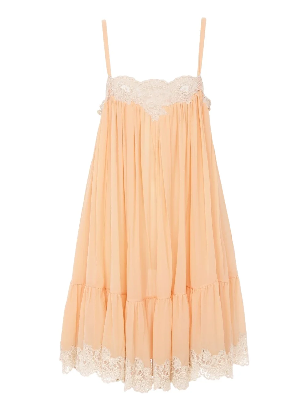 Thin-strap mini dress in silk georgette & lace Thin-strap mini dress in silk georgette & lace
