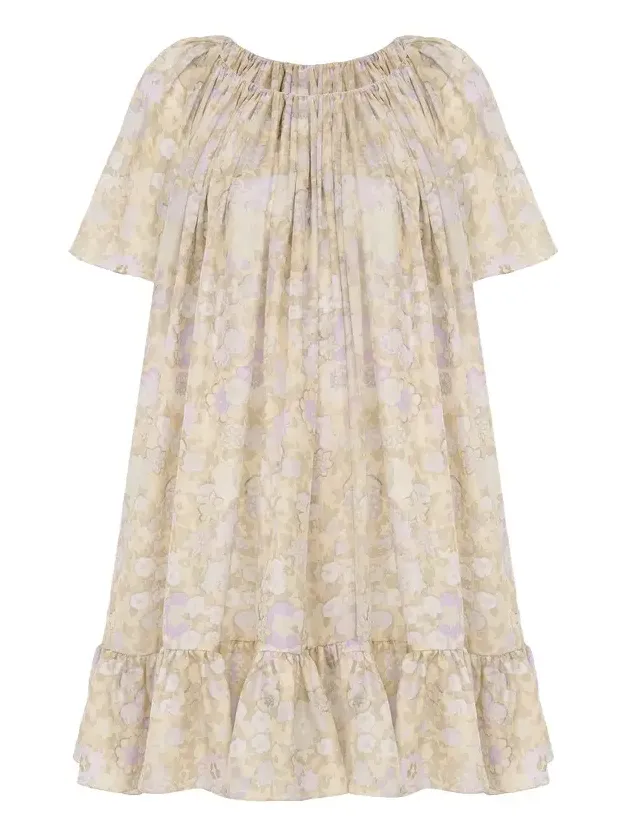 Short pleated dress in silk charmeuse