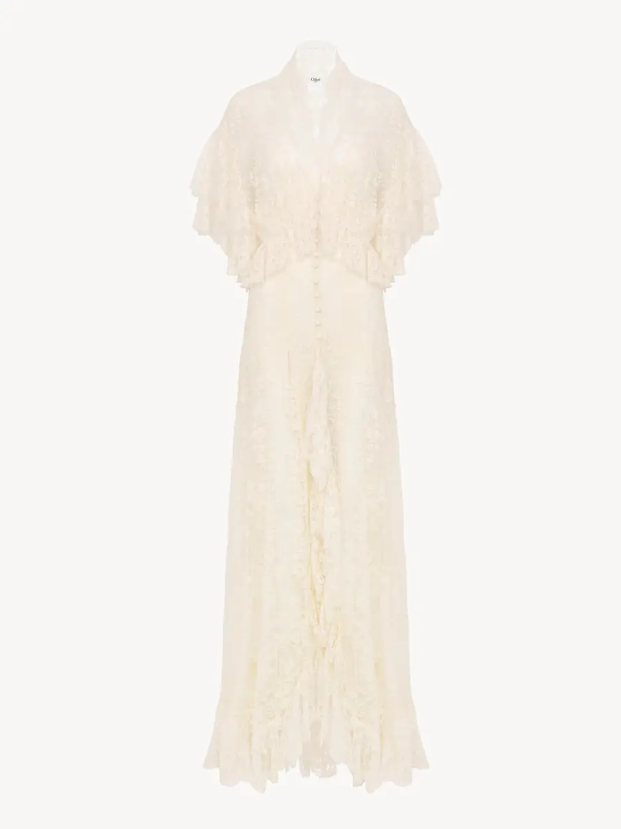 Chloé Long ruffled dress in lace | Thumbnail 2