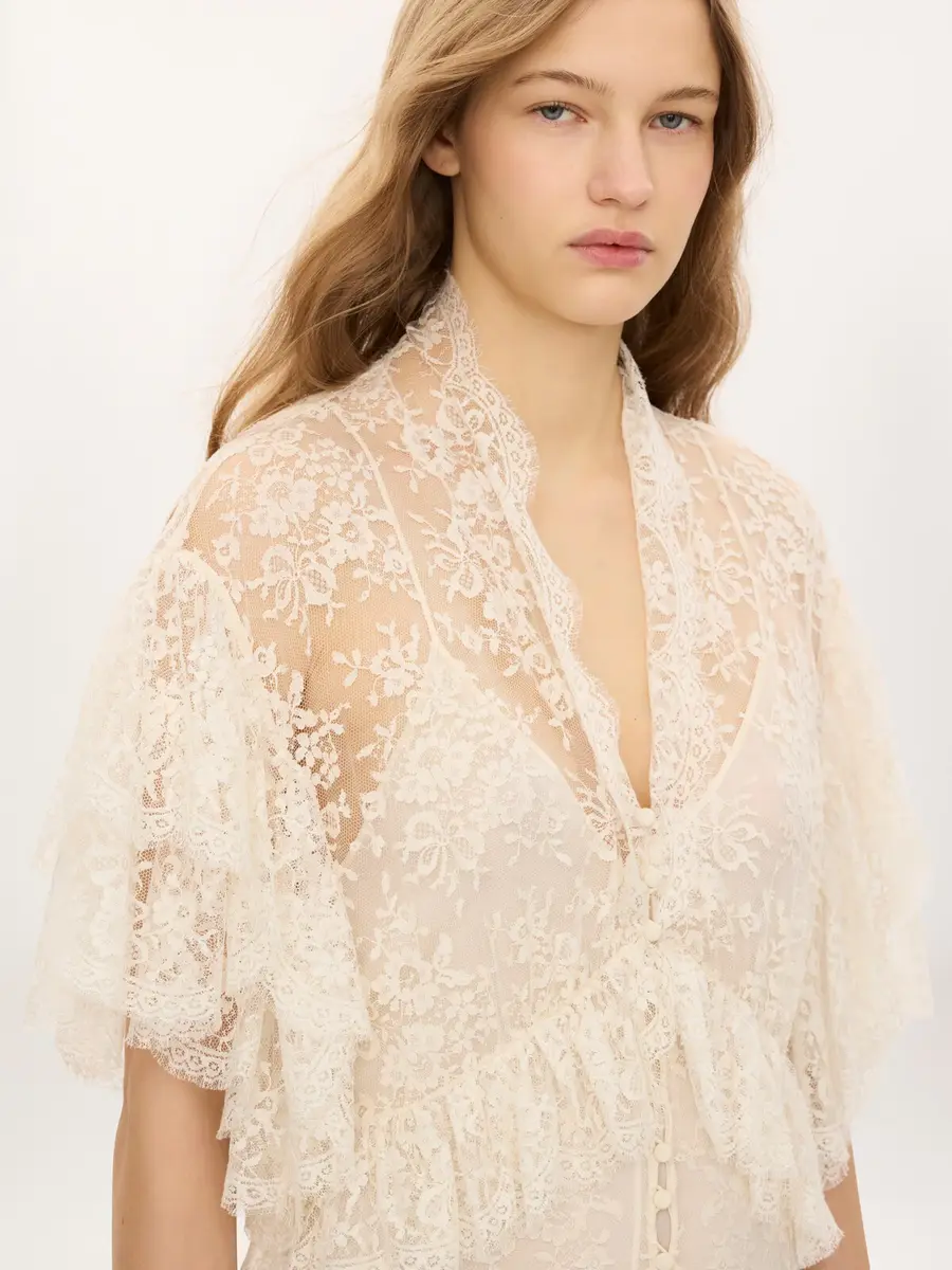 Chloé Long ruffled dress in lace | Thumbnail 4