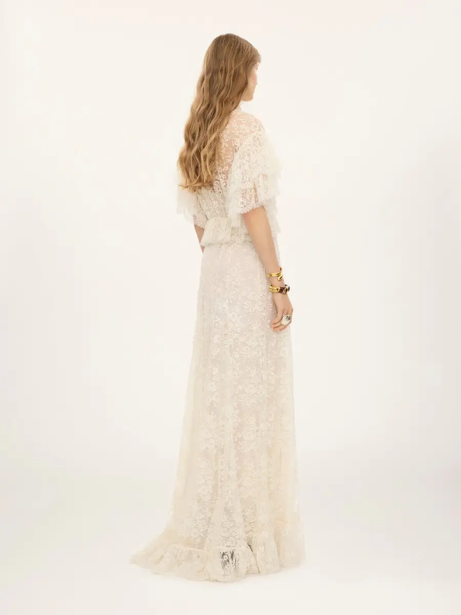 Chloé Long ruffled dress in lace | Thumbnail 6