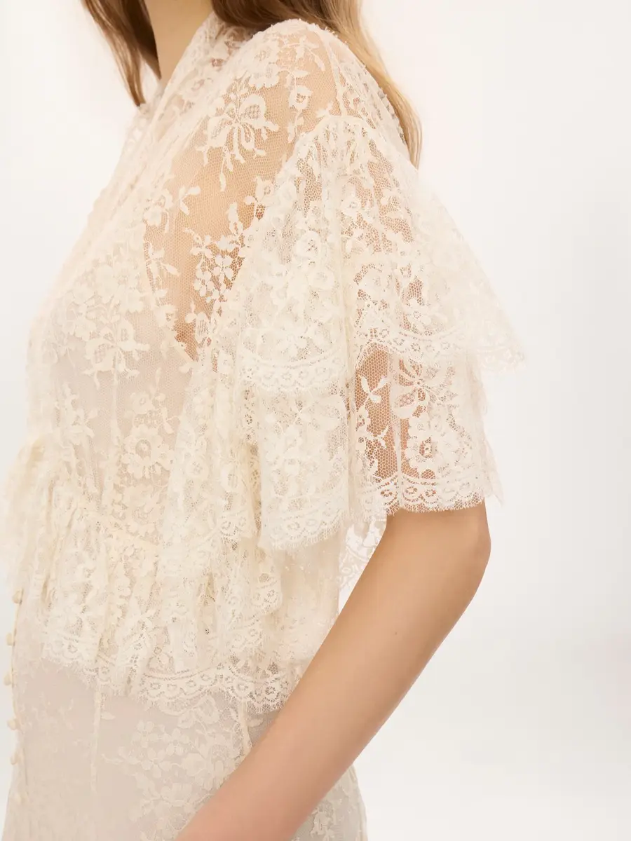 Chloé Long ruffled dress in lace | Thumbnail 7