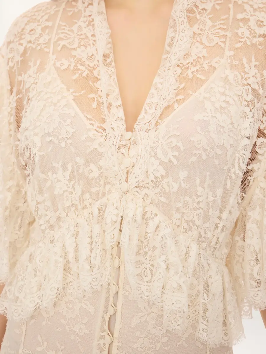 Chloé Long ruffled dress in lace | Thumbnail 8