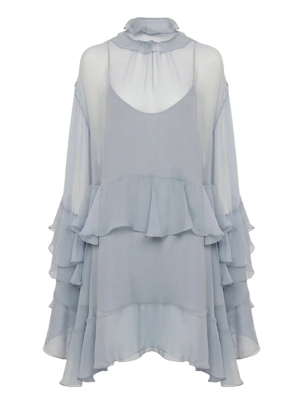 Chloé Ruffled mini dress in silk mousseline