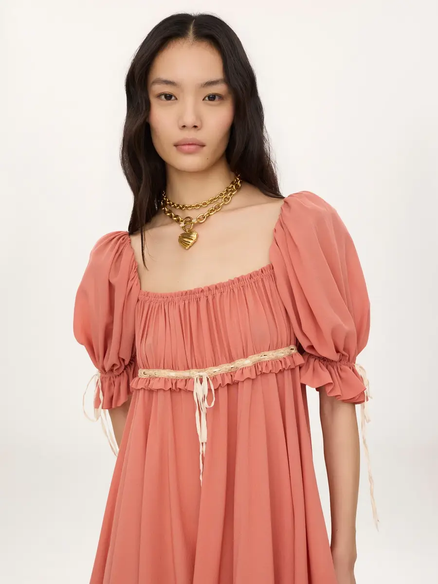 Chloé Puff-sleeve mini dress in silk georgette | Thumbnail 6