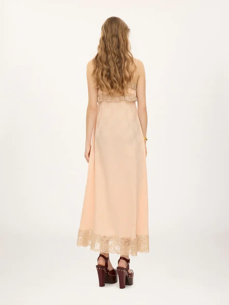 Chloé Thin-strap long dress in silk jacquard & lace | Thumbnail 5 Chloé Thin-strap long dress in silk jacquard & lace | Thumbnail 5