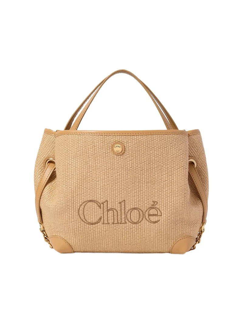 Chloé Small Chloé Clover double carry bag in raffia-effect fibers