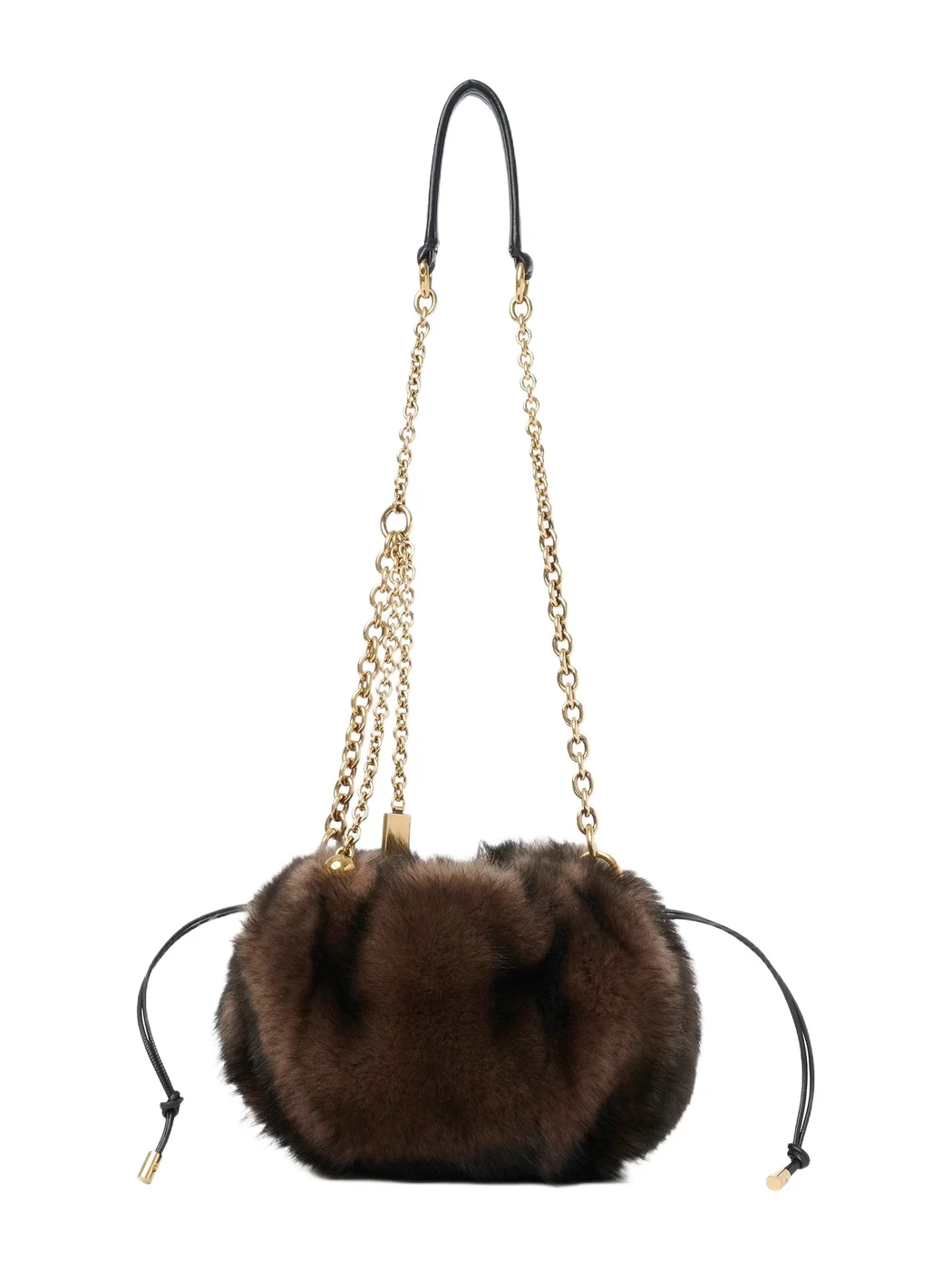 Chloé Chloé Plissé shoulder bag with chain in shearling