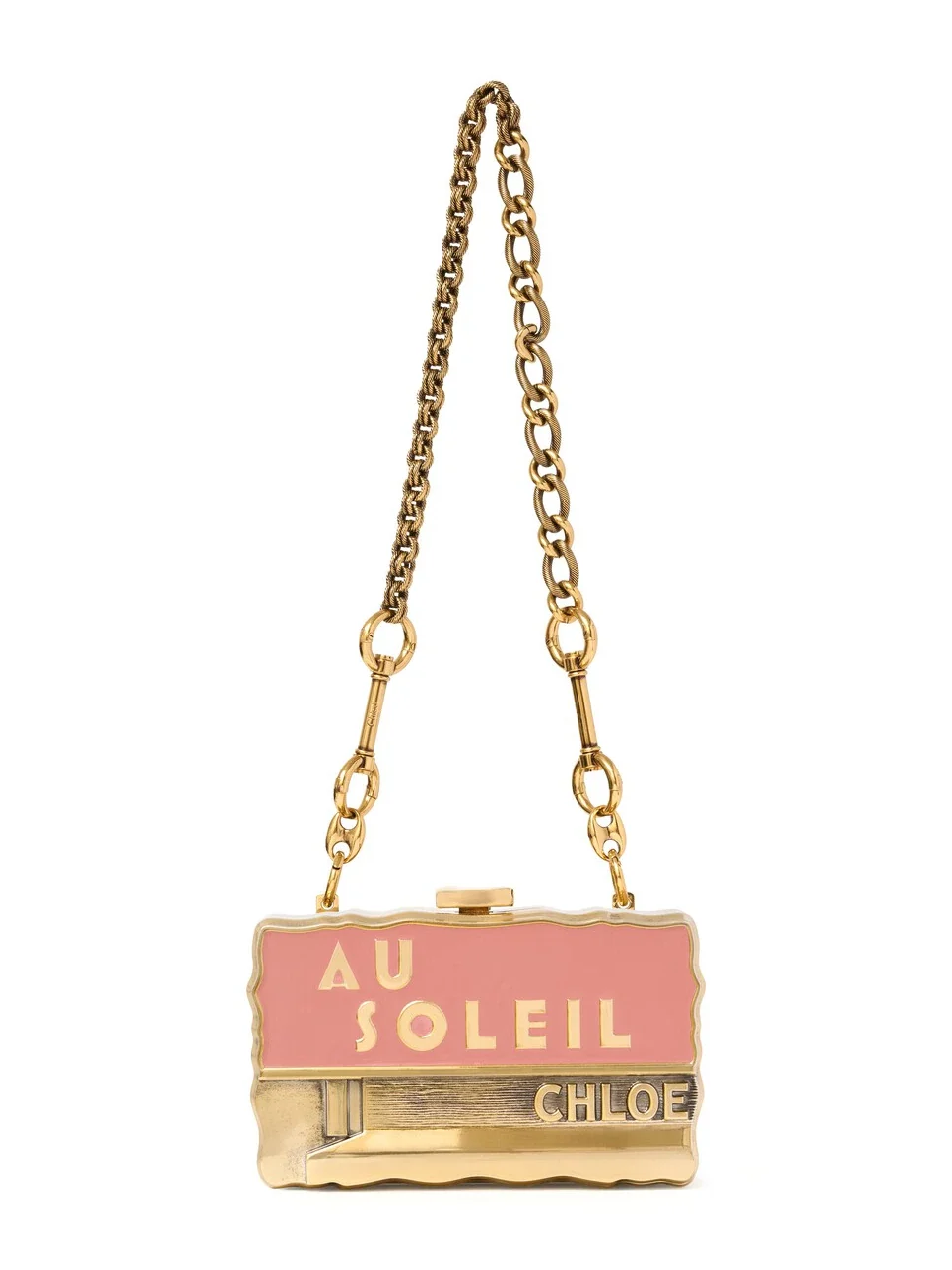 Chloé Chloé Soleil minaudière with chain in brass & enamel