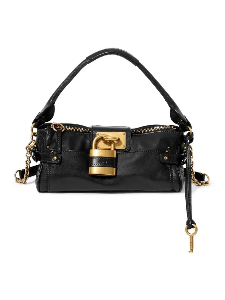 Small Paddington bag with strap in grained leather