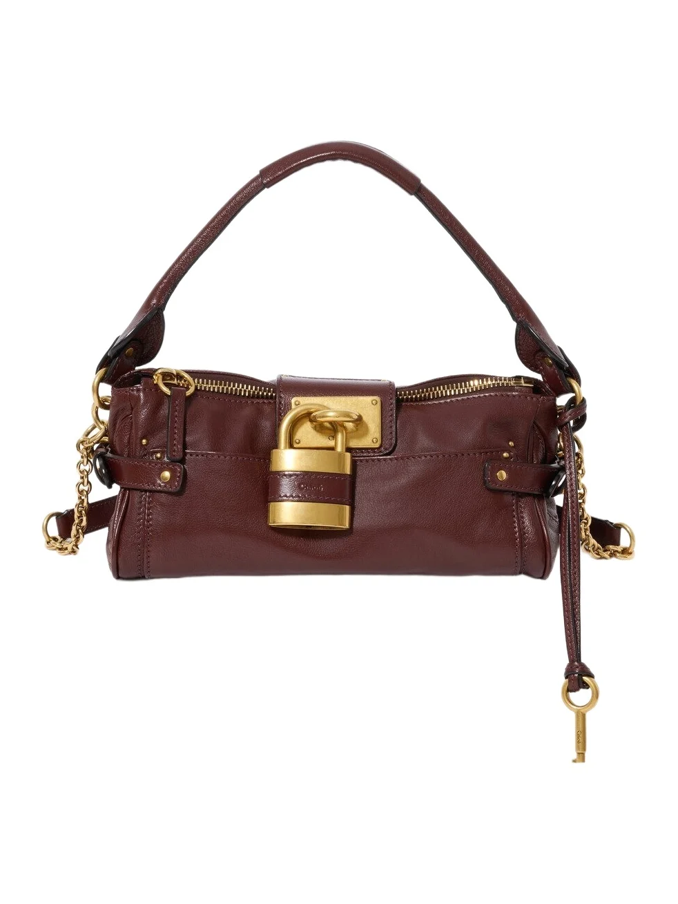 Small Paddington bag with strap in grained leather Small Paddington bag with strap in grained leather