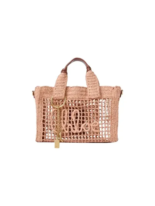 Small Summer Banana east-west tote bag with strap in raffia Small Summer Banana east-west tote bag with strap in raffia