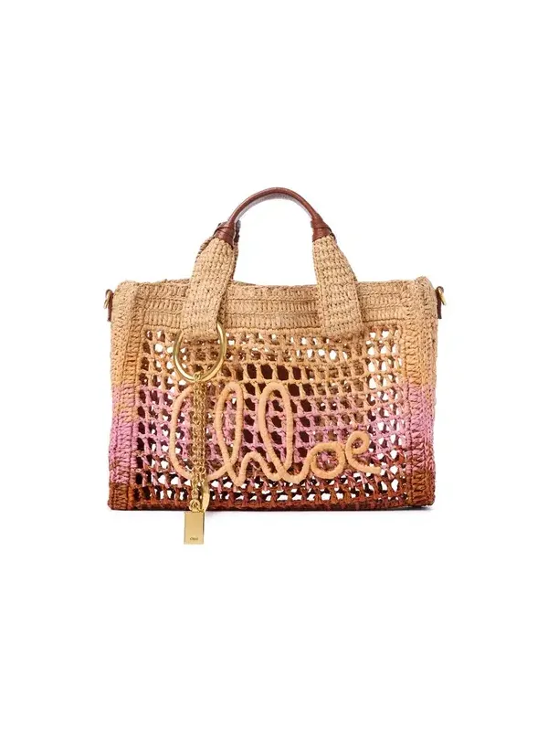 Small Summer Banana east-west tote bag with strap in raffia Small Summer Banana east-west tote bag with strap in raffia