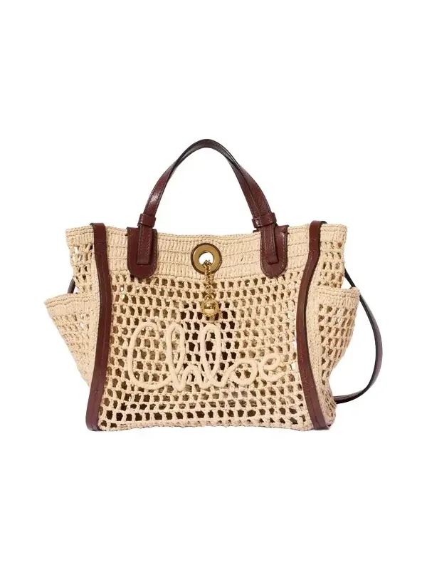 Small Chloé Iconic double carry bag in raffia Small Chloé Iconic double carry bag in raffia