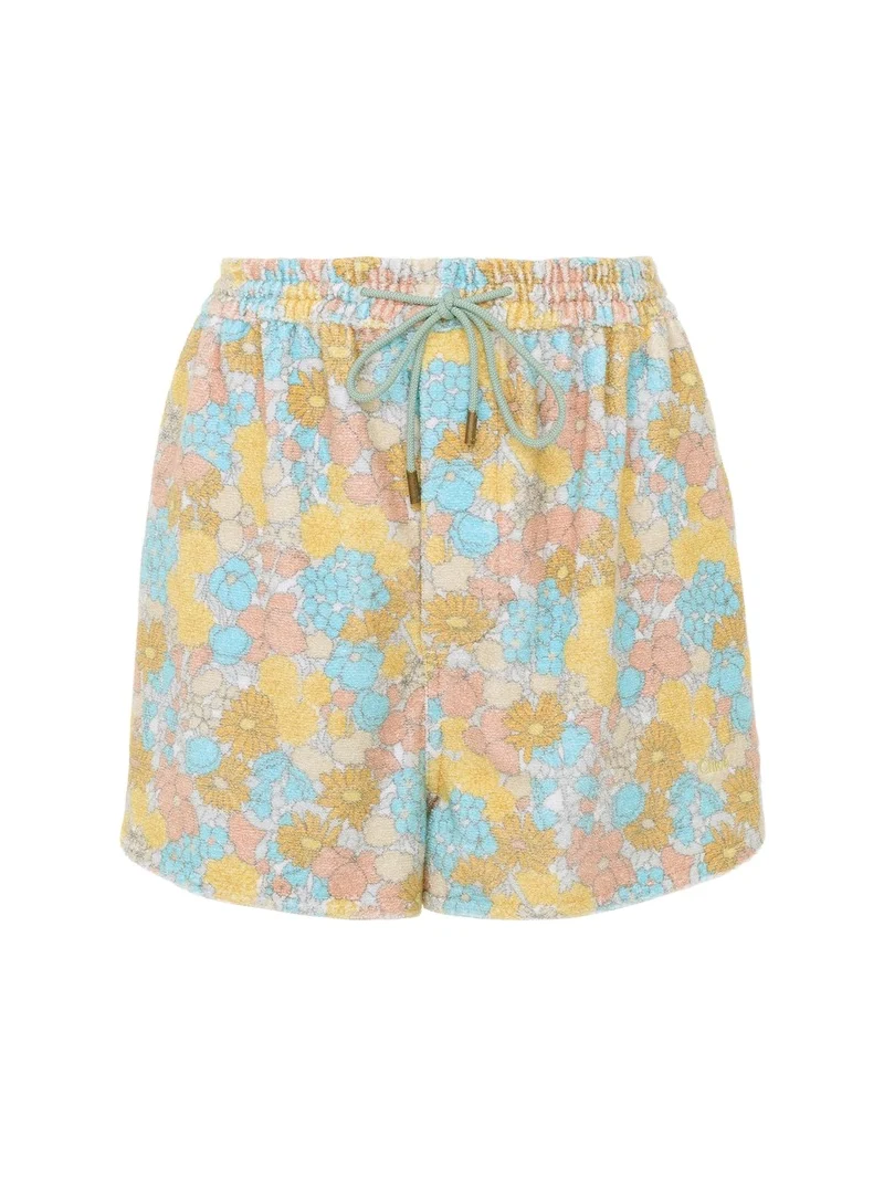 Chloé Drawstring mini shorts in cotton toweling