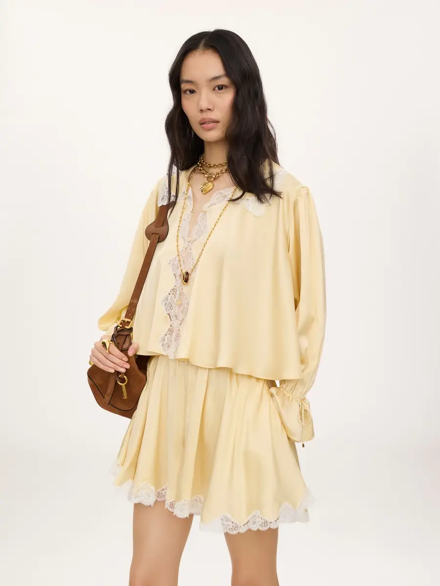 Chloé Fluid shorts in washed silk satin & lace | Thumbnail 4 Chloé Fluid shorts in washed silk satin & lace | Thumbnail 4