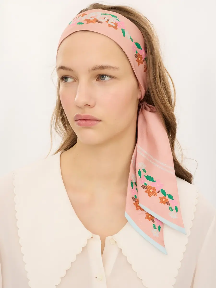Chloé The Chloé Parrot bandeau scarf in silk twill | Thumbnail 5