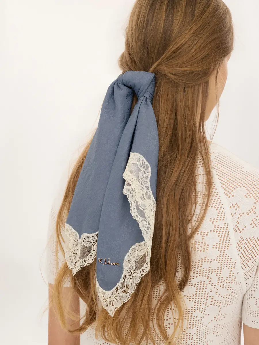 Chloé The Chloé Poetic square scarf in silk & lace | Thumbnail 5 Chloé The Chloé Poetic square scarf in silk & lace | Thumbnail 5