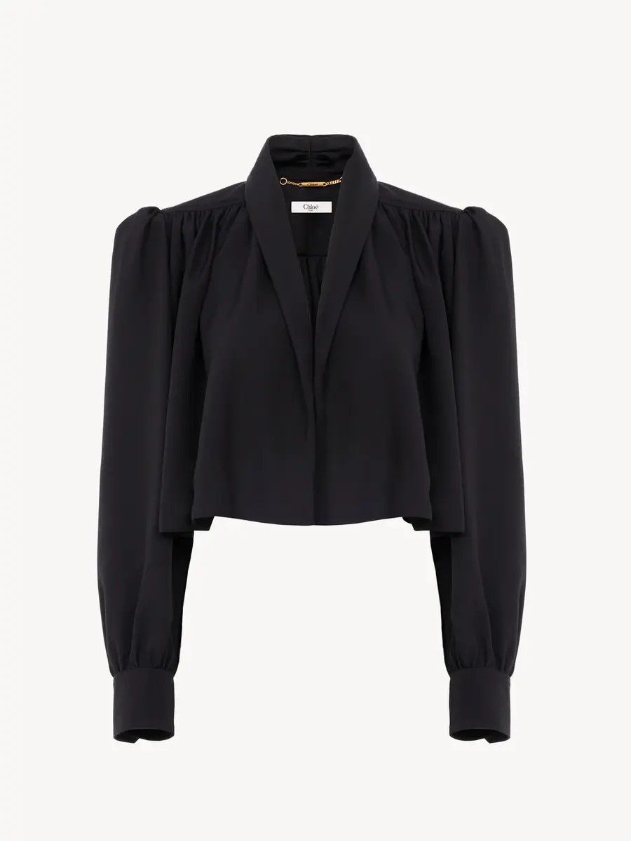 Chloé Gathered cropped jacket in washed viscose faille | Thumbnail 2 Chloé Gathered cropped jacket in washed viscose faille | Thumbnail 2
