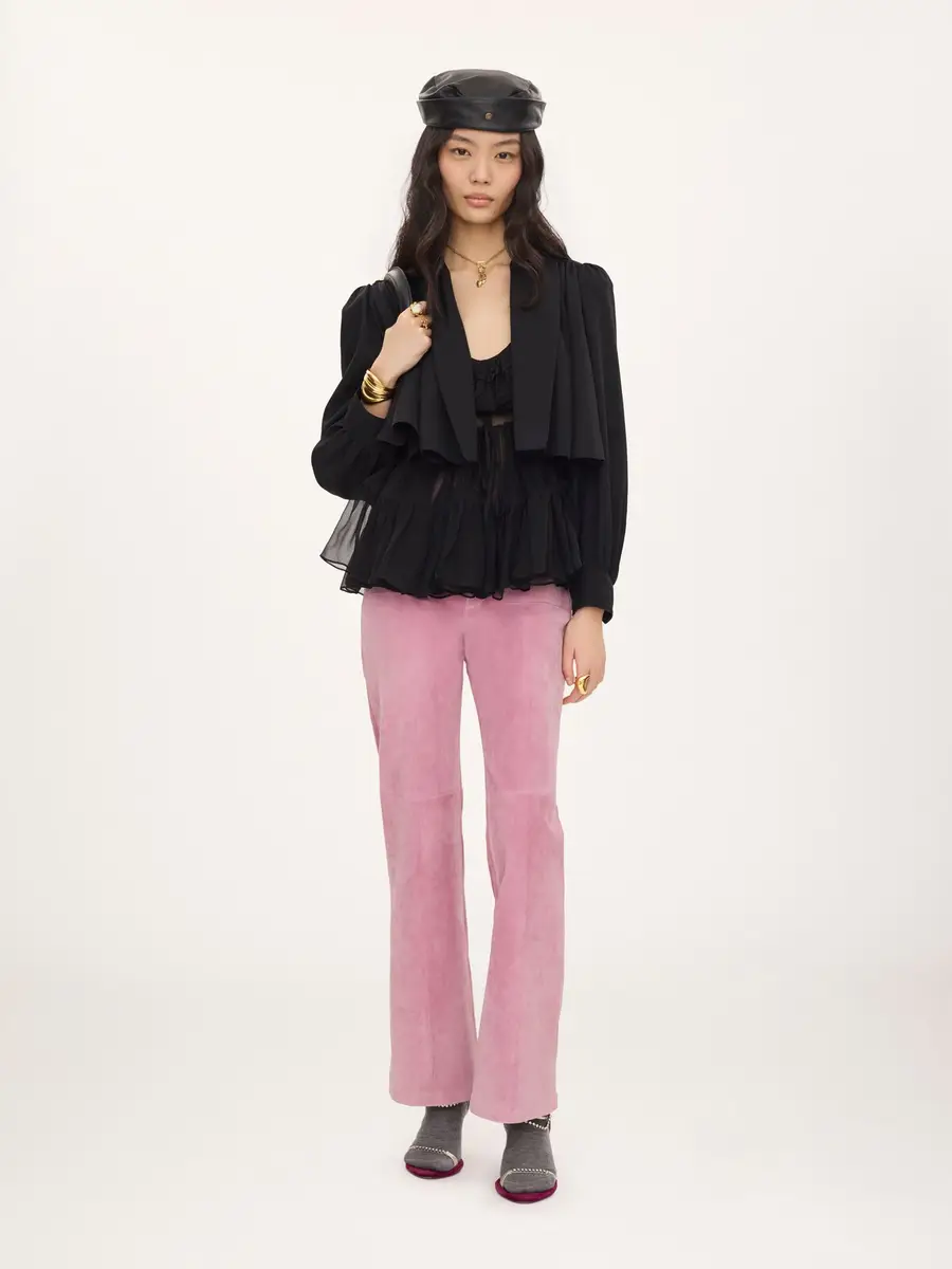 Chloé Gathered cropped jacket in washed viscose faille | Thumbnail 3 Chloé Gathered cropped jacket in washed viscose faille | Thumbnail 3