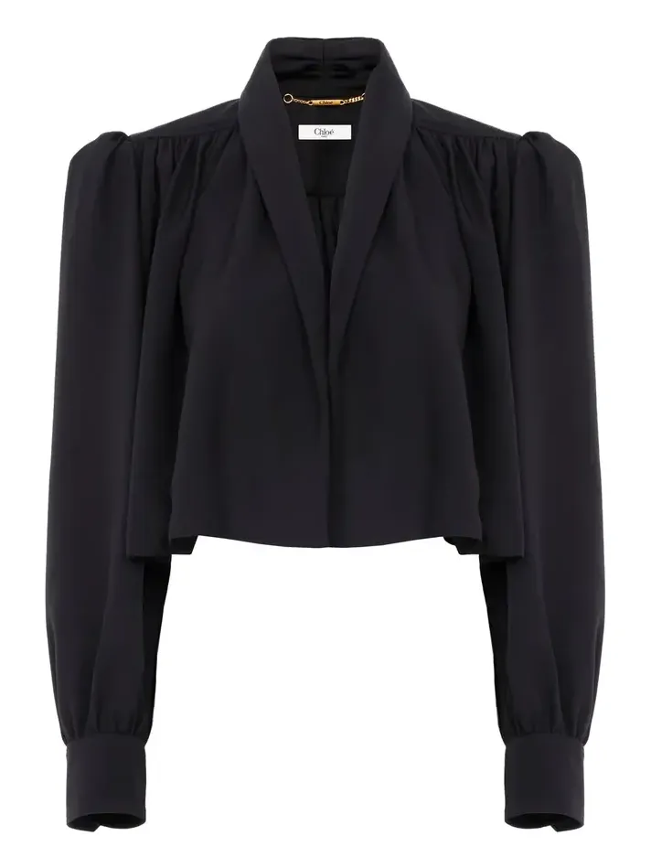Chloé Gathered cropped jacket in washed viscose faille