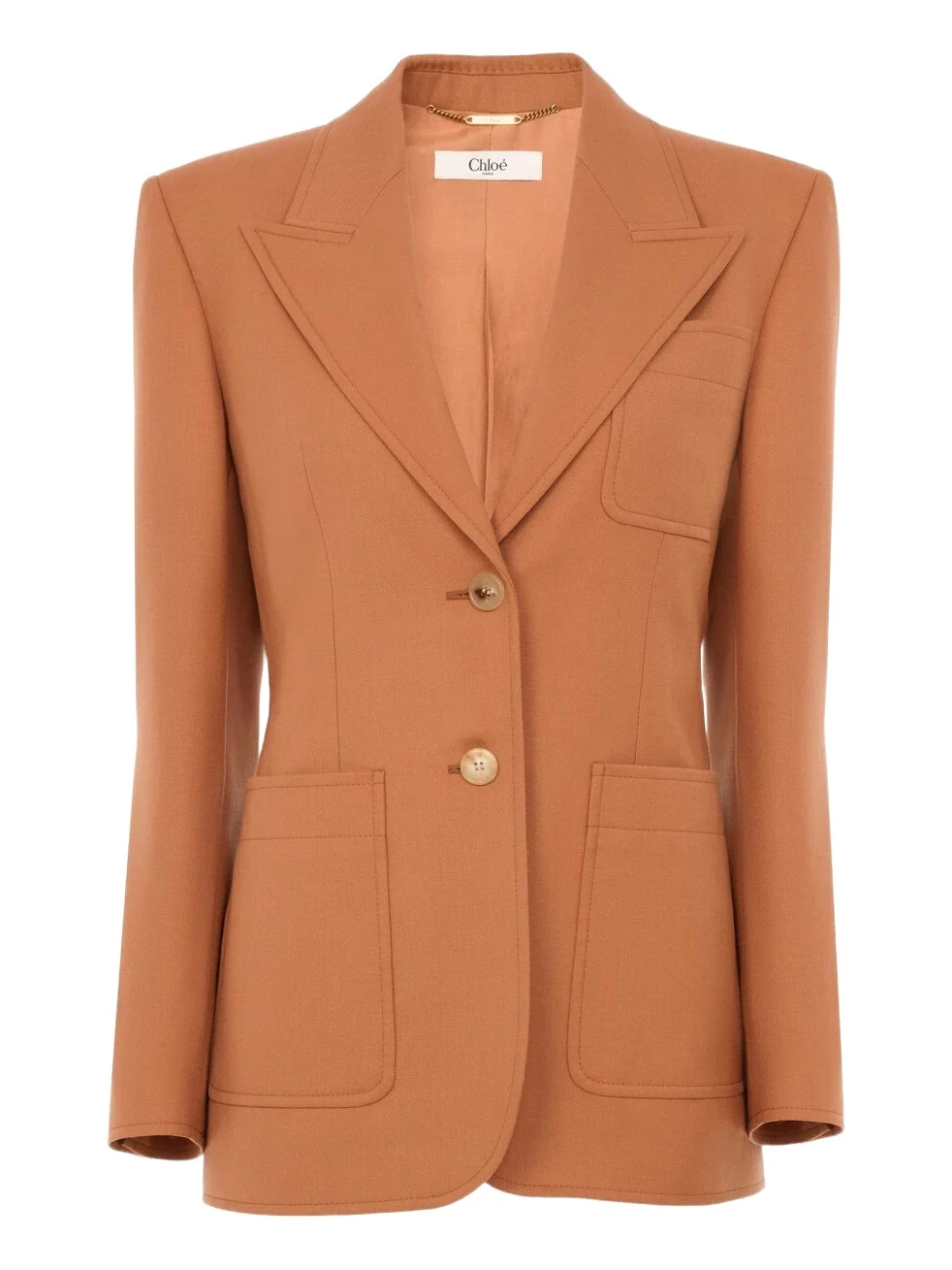 Single-breasted tailored jacket in wool gabardine