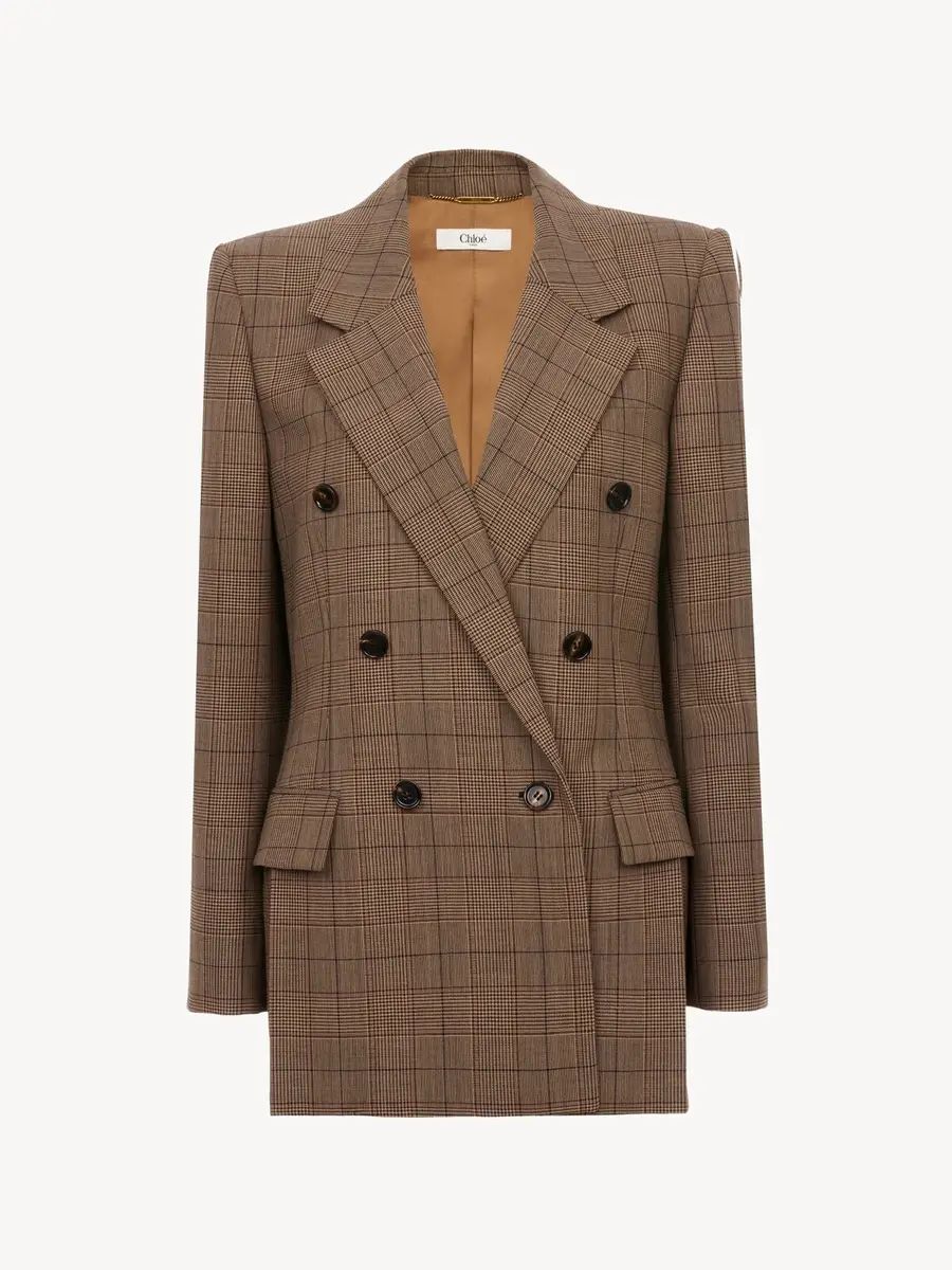 Chloé Double-breasted tailored jacket in check wool | Thumbnail 2 Chloé Double-breasted tailored jacket in check wool | Thumbnail 2