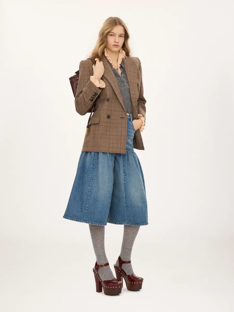 Chloé Double-breasted tailored jacket in check wool | Thumbnail 3 Chloé Double-breasted tailored jacket in check wool | Thumbnail 3