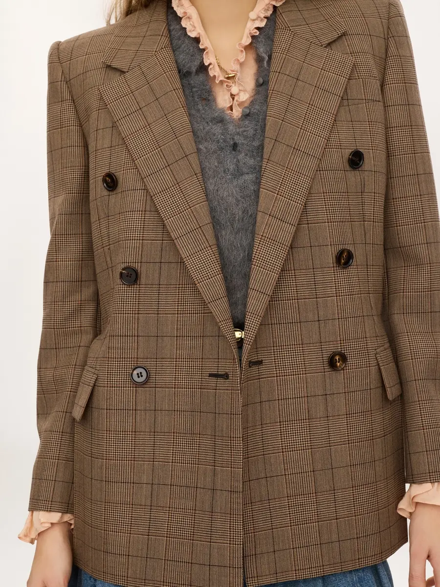 Chloé Double-breasted tailored jacket in check wool | Thumbnail 5 Chloé Double-breasted tailored jacket in check wool | Thumbnail 5