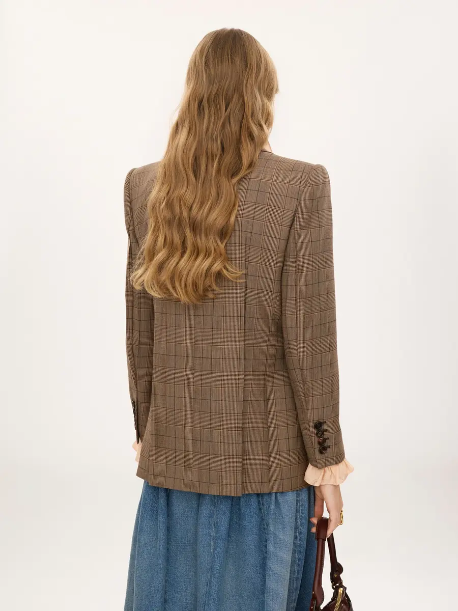 Chloé Double-breasted tailored jacket in check wool | Thumbnail 6 Chloé Double-breasted tailored jacket in check wool | Thumbnail 6