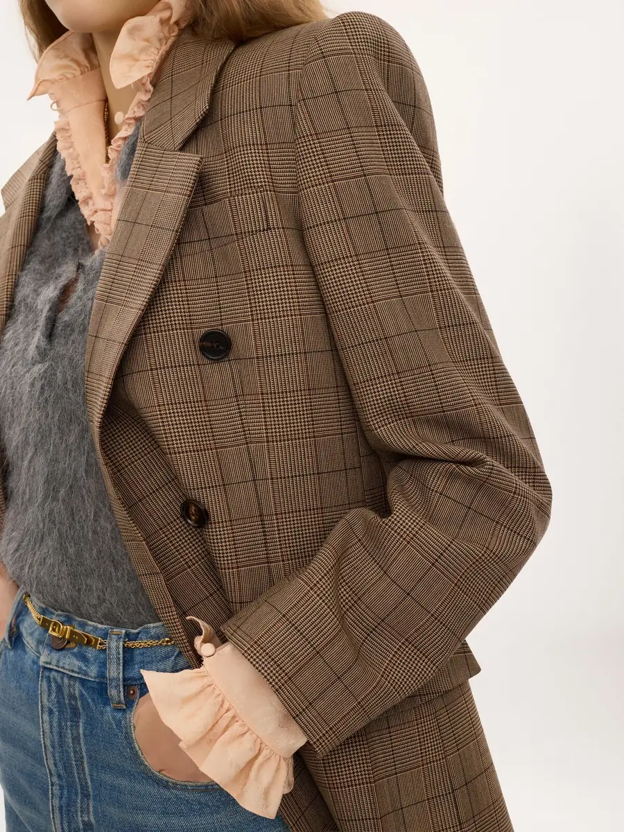 Chloé Double-breasted tailored jacket in check wool | Thumbnail 7 Chloé Double-breasted tailored jacket in check wool | Thumbnail 7